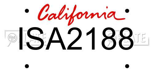 ISA2188 California License Plate