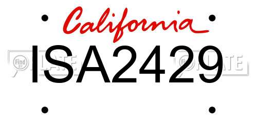 ISA2429 California License Plate