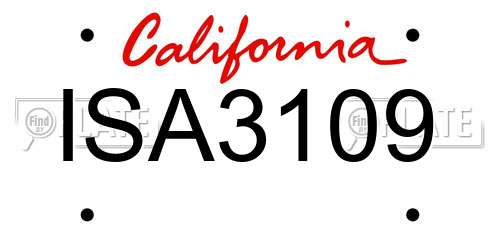 ISA3109 California License Plate