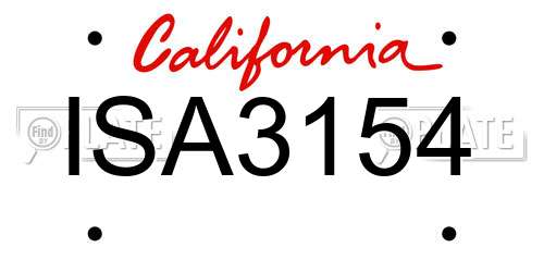 ISA3154 California License Plate