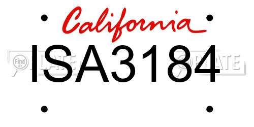 ISA3184 California License Plate