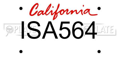 ISA564 California License Plate