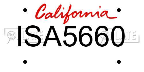ISA5660 California License Plate