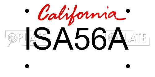ISA56A California License Plate