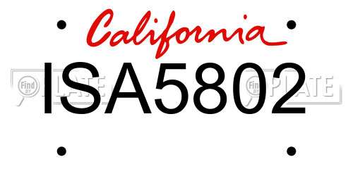 ISA5802 California License Plate
