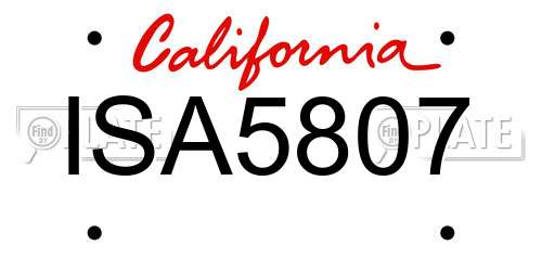 ISA5807 California License Plate