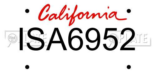 ISA6952 California License Plate