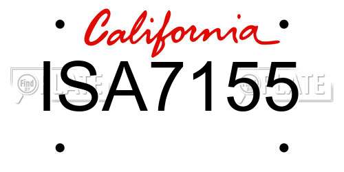 ISA7155 California License Plate