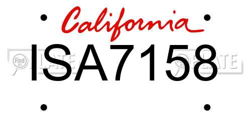 ISA7158 California License Plate