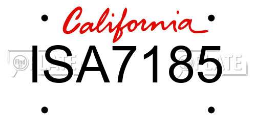 ISA7185 California License Plate