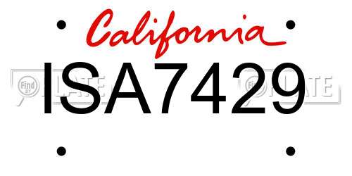 ISA7429 California License Plate