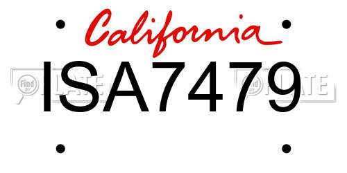 ISA7479 California License Plate
