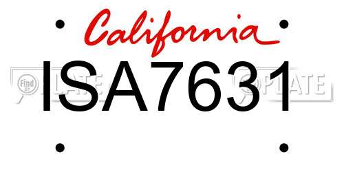 ISA7631 California License Plate