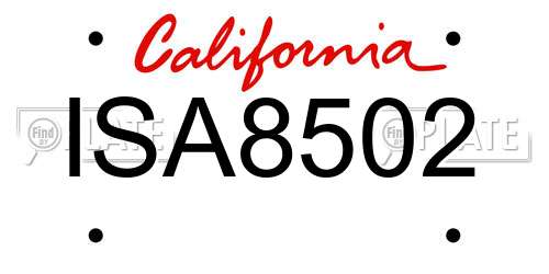 ISA8502 California License Plate