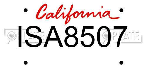 ISA8507 California License Plate