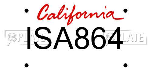 ISA864 California License Plate