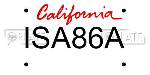 ISA86A California License Plate