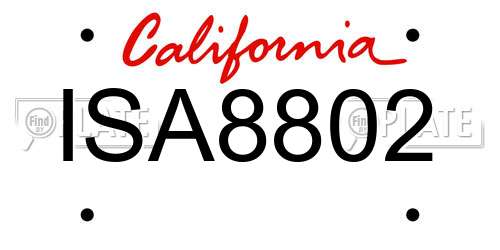 ISA8802 California License Plate