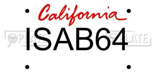 ISAB64 California License Plate