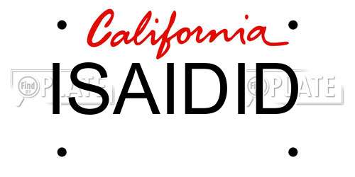 ISAIDID California License Plate