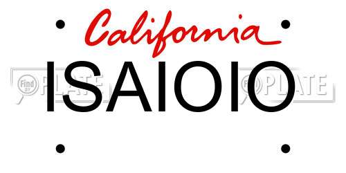 ISAIOIO California License Plate