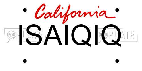 ISAIQIQ California License Plate