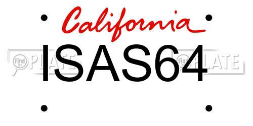 ISAS64 California License Plate