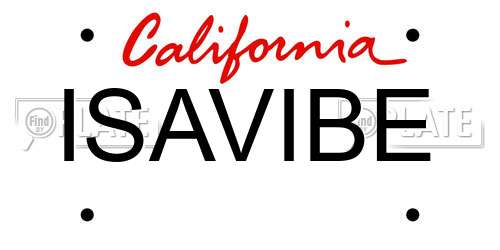 ISAVIBE California License Plate