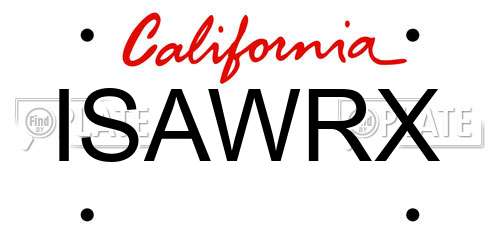 ISAWRX California License Plate