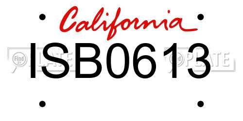 ISB0613 California License Plate
