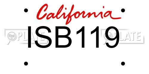 ISB119 California License Plate