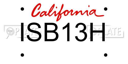 ISB13H California License Plate