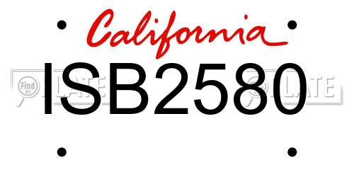 ISB2580 California License Plate