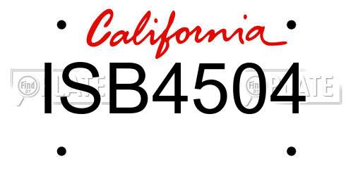 ISB4504 California License Plate
