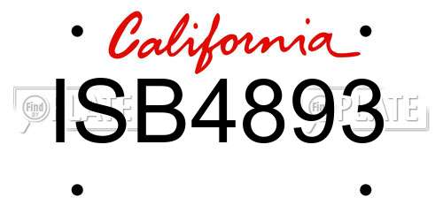 ISB4893 California License Plate