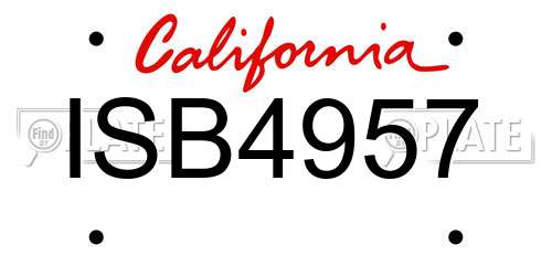 ISB4957 California License Plate