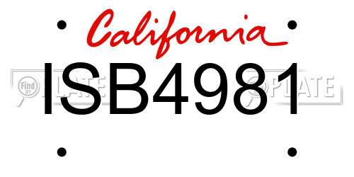 ISB4981 California License Plate