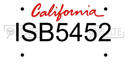 ISB5452 California License Plate