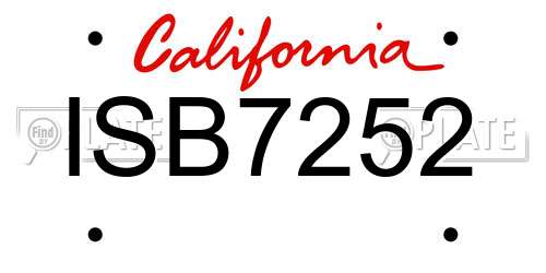 ISB7252 California License Plate