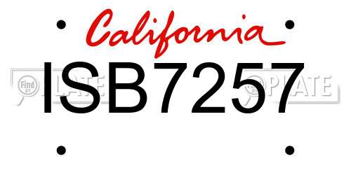 ISB7257 California License Plate