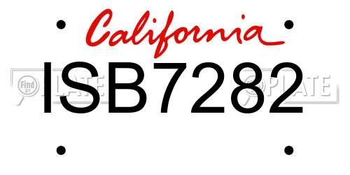 ISB7282 California License Plate
