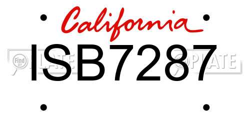 ISB7287 California License Plate