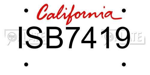 ISB7419 California License Plate