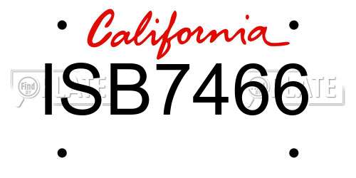 ISB7466 California License Plate