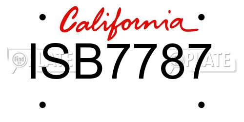 ISB7787 California License Plate