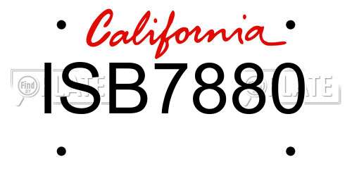 ISB7880 California License Plate
