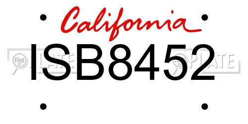 ISB8452 California License Plate
