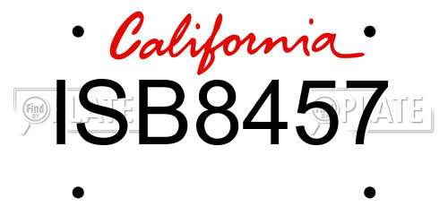 ISB8457 California License Plate