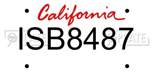 ISB8487 California License Plate