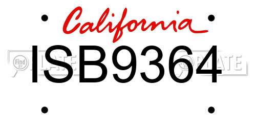 ISB9364 California License Plate